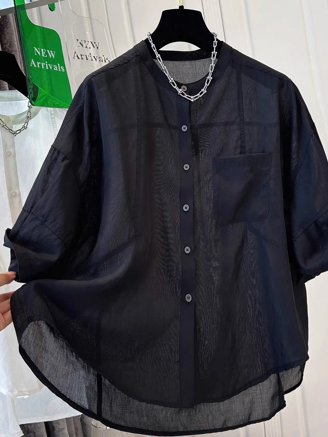 Ele Simple Cotton Linen irt with Large kets Transparent Thin Women's Clothing Casual Sle Summer Season irt
Ele Simple Cotton Linen irt with Large kets Transparent Thin Women's Clothing Casual Sle Summer Season irt