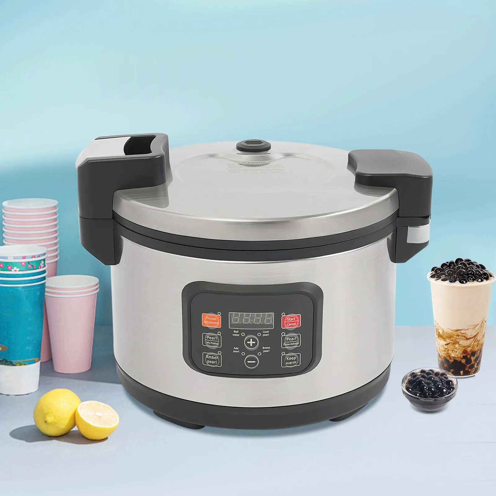 12L 1850W Bubble Tea Cooker, 3.17Gal Automatic Pearl Maker with Silicone Sealing Ring and Strainer Scoop for Cooking Pearls Sago
12L 1850W Bubble Tea Cooker, 3.17Gal Automatic Pearl Maker with Silicone Sealing Ring and Strainer Scoop for Cooking Pearls Sago