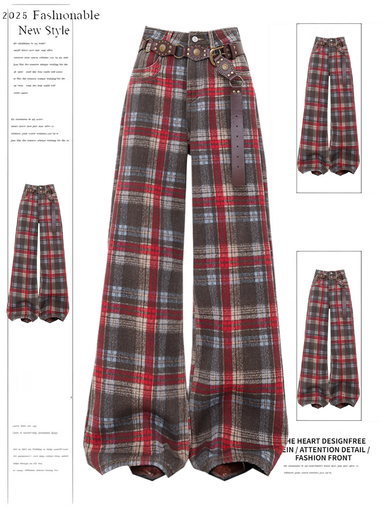 American Retro Red Plaid Wide Leg Jeans Women's Spring Autumn New Sle Slimming Loose Versatile Straight Leg Pants
American Retro Red Plaid Wide Leg Jeans Women's Spring Autumn New Sle Slimming Loose Versatile Straight Leg Pants