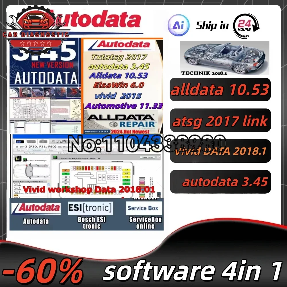 Newest 2026 Automotive Auto Repair Software - Autodata 3.45 ATSG 2017 ALLDATA 10.53 Version for Vehicle Diagnostic And Maintenan
Newest 2026 Automotive Auto Repair Software - Autodata 3.45 ATSG 2017 ALLDATA 10.53 Version for Vehicle Diagnostic And Maintenan