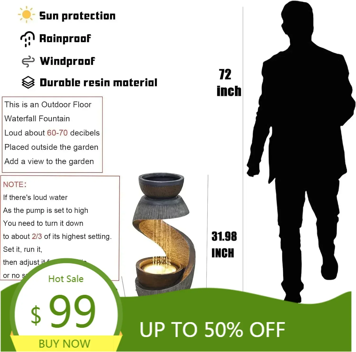 31,9-дюймовый S-образный уличный фонтан для воды — современная каскадная функция водопада со светодиодной подсветкой и чашей для цветов
31,9-дюймовый S-образный уличный фонтан для воды — современная каскадная функция водопада со светодиодной подсветкой и чашей для цветов