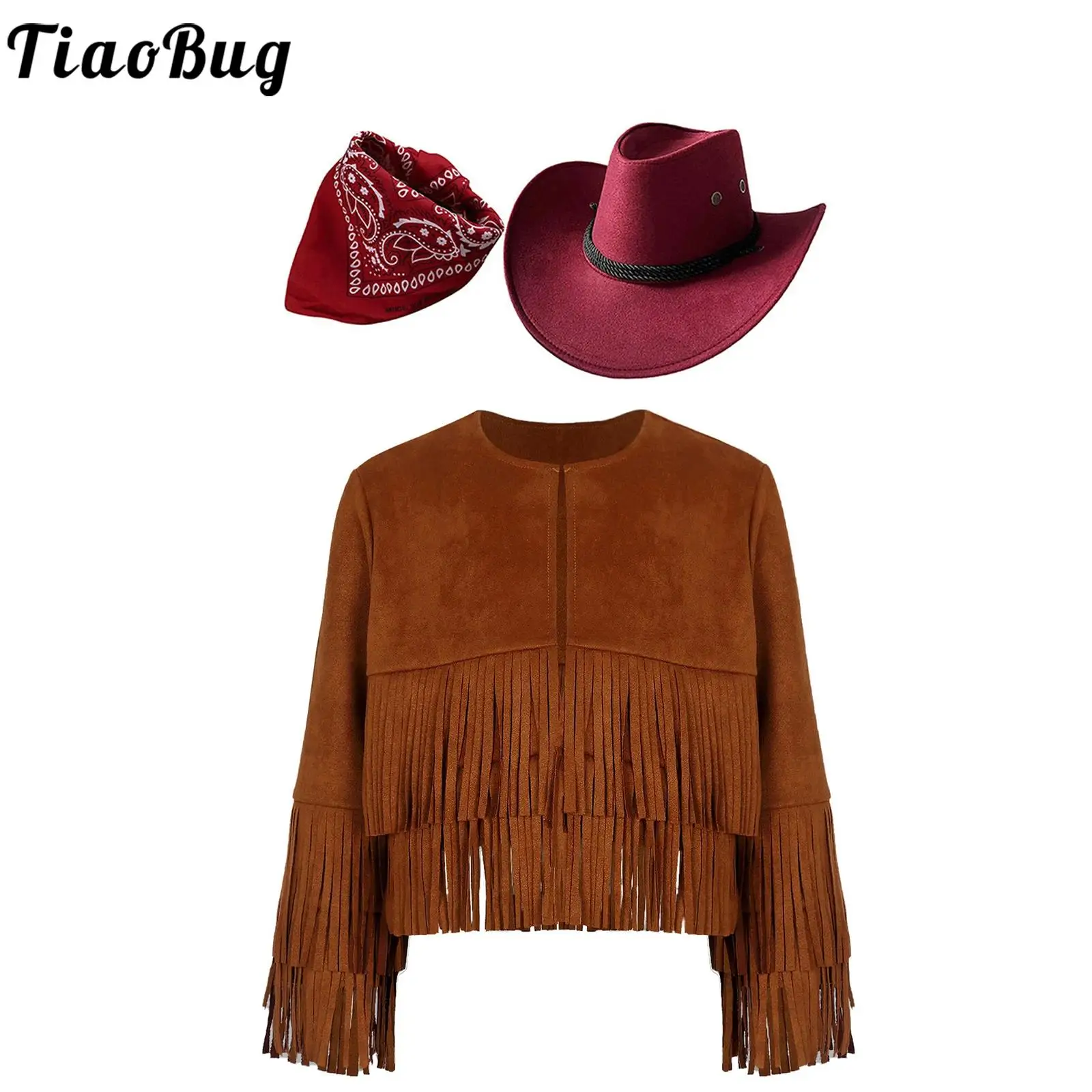 Unisex Boys Girls Western Cowboy Set Cowboy Hat Fringe Jacket and Bandana Wild West Outfit Halloween Fancy Dress Party Costumes
Unisex Boys Girls Western Cowboy Set Cowboy Hat Fringe Jacket and Bandana Wild West Outfit Halloween Fancy Dress Party Costumes