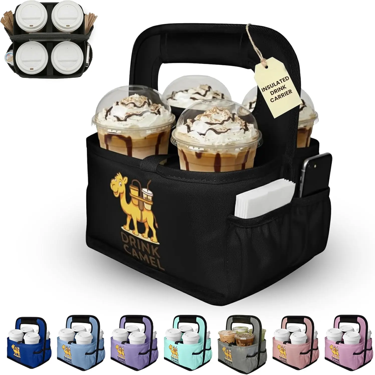 Reusable 4-Cup Drink Carrier with Handle – Insulated No-Spill Collapsible Beverage Bag for Travel, Delivery & Car Use
Reusable 4-Cup Drink Carrier with Handle – Insulated No-Spill Collapsible Beverage Bag for Travel, Delivery & Car Use