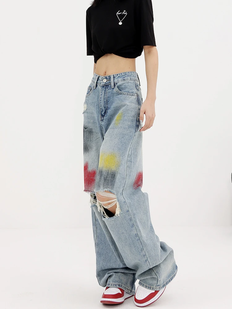 Women's Blue Y2k Ripped Jeans Harajuku Japanese 2000s Style 90s Aesthetic Baggy Denim Trousers Jean Pants Vintage Trashy Clothes
Women's Blue Y2k Ripped Jeans Harajuku Japanese 2000s Style 90s Aesthetic Baggy Denim Trousers Jean Pants Vintage Trashy Clothes