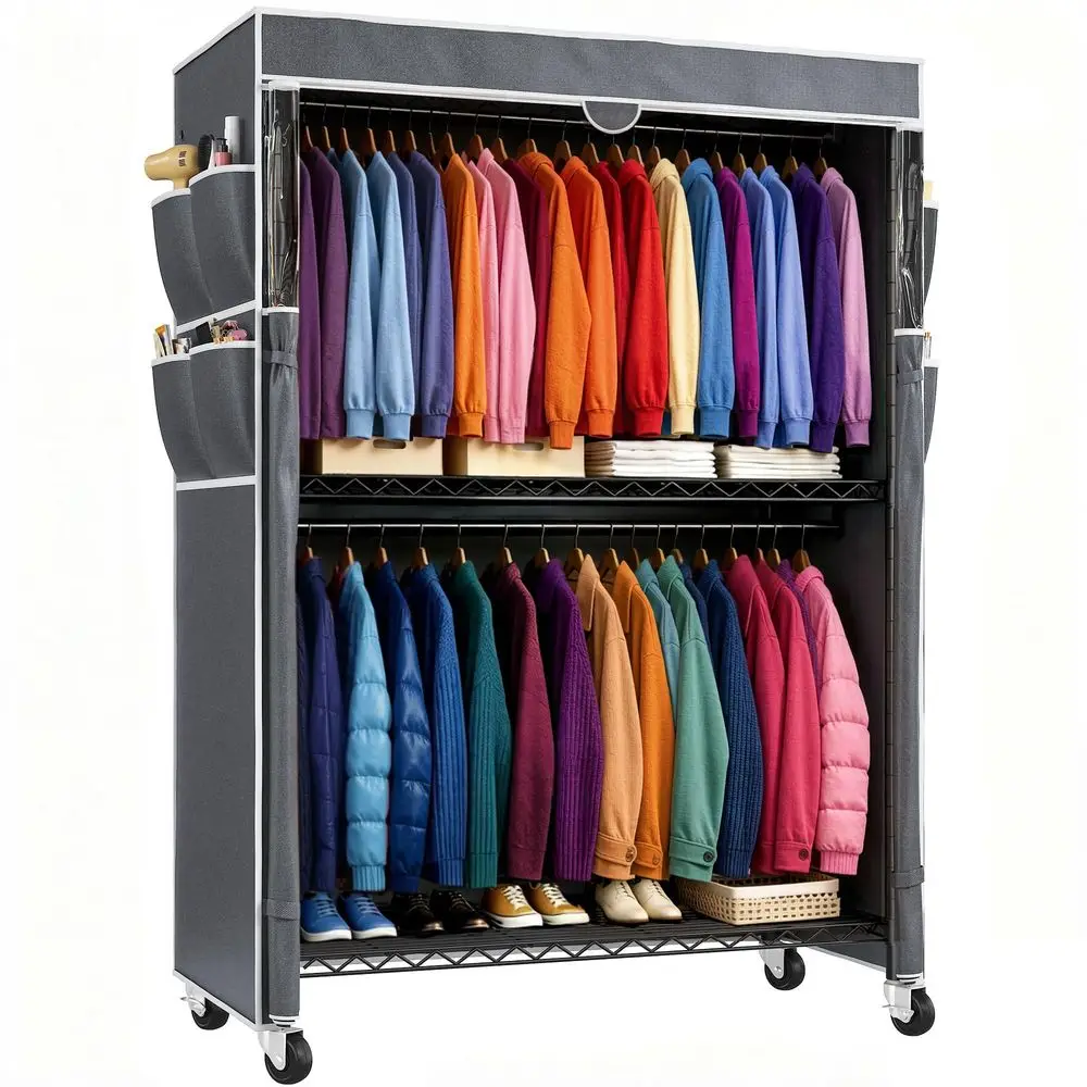 Clothes Rack with Cover, 45 W Heavy Duty Clothing Racks for Hanging Clothes, Portable Closet with Adjustable Shelves and Wheels
Clothes Rack with Cover, 45 W Heavy Duty Clothing Racks for Hanging Clothes, Portable Closet with Adjustable Shelves and Wheels