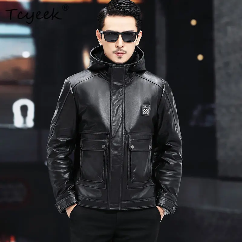 Tcyeek Top Layer Cowhide Down Coat Real Leather Jacket Men Clothing Winter Mens Coats Motocycle Coat Trendy Hoodie Jaqueta Couro
Tcyeek Top Layer Cowhide Down Coat Real Leather Jacket Men Clothing Winter Mens Coats Motocycle Coat Trendy Hoodie Jaqueta Couro