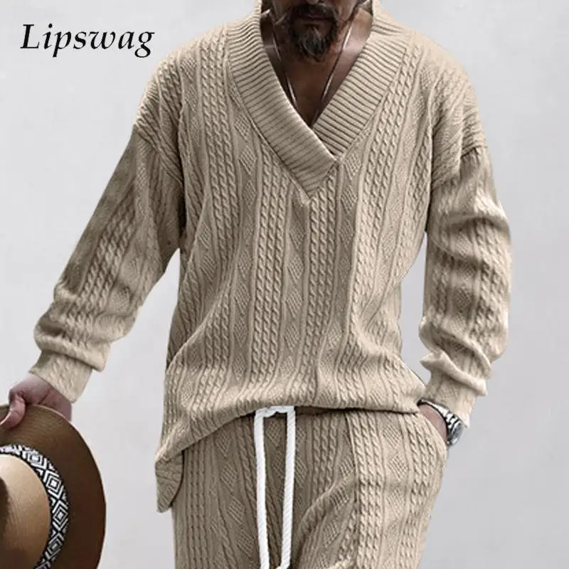 Casual V Neck Jumper Tops Men Autumn Knitwear Long Sleeve Solid Color Knitted Sweater For Mens Clothes Fashion Twist Crochet Top
Casual V Neck Jumper Tops Men Autumn Knitwear Long Sleeve Solid Color Knitted Sweater For Mens Clothes Fashion Twist Crochet Top