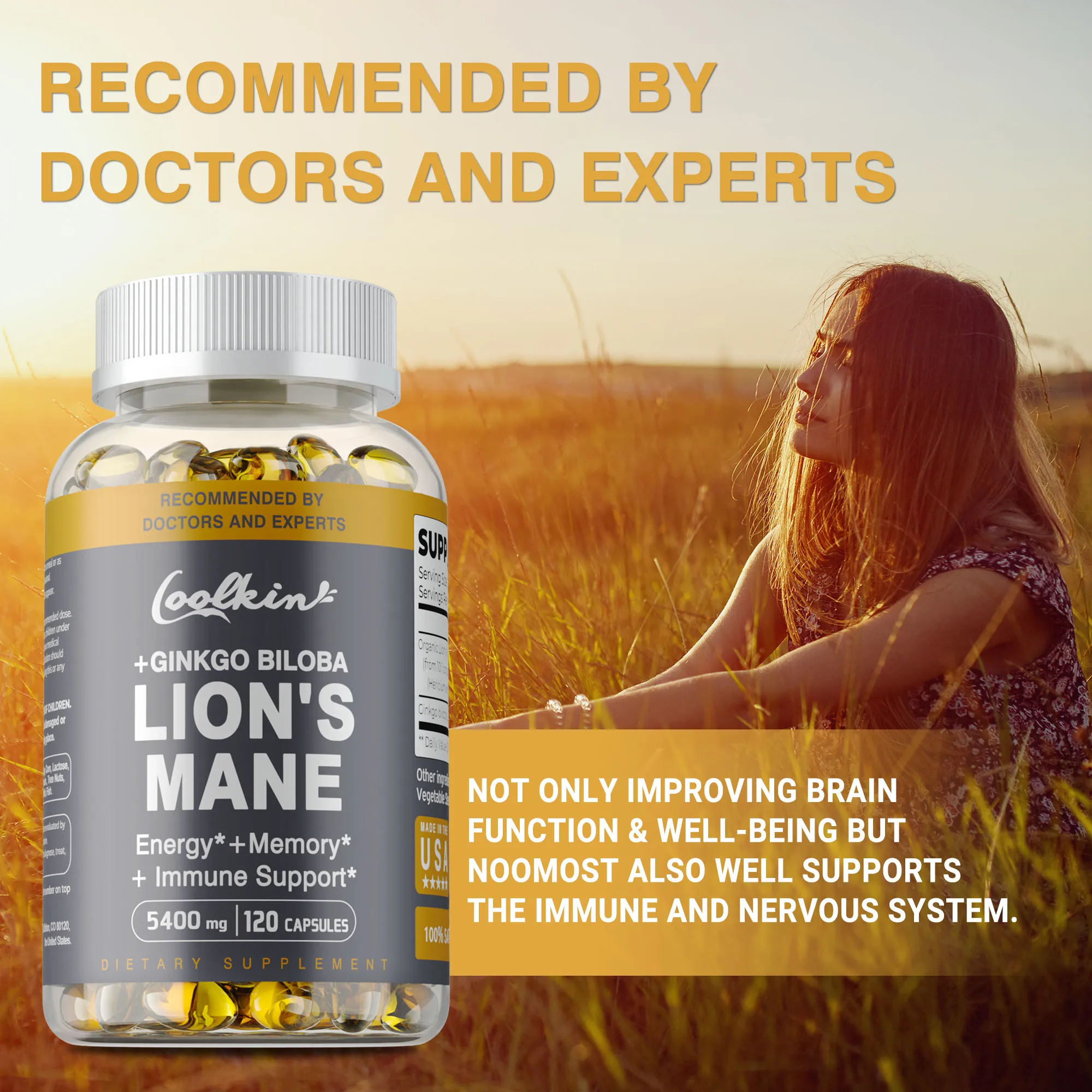Lion's Mane Mushroom Capsules - Supports Brain Health, Improves Mental Clarity, Enhance Cognitive Function & Memory, Non-GMO
Lion's Mane Mushroom Capsules - Supports Brain Health, Improves Mental Clarity, Enhance Cognitive Function & Memory, Non-GMO