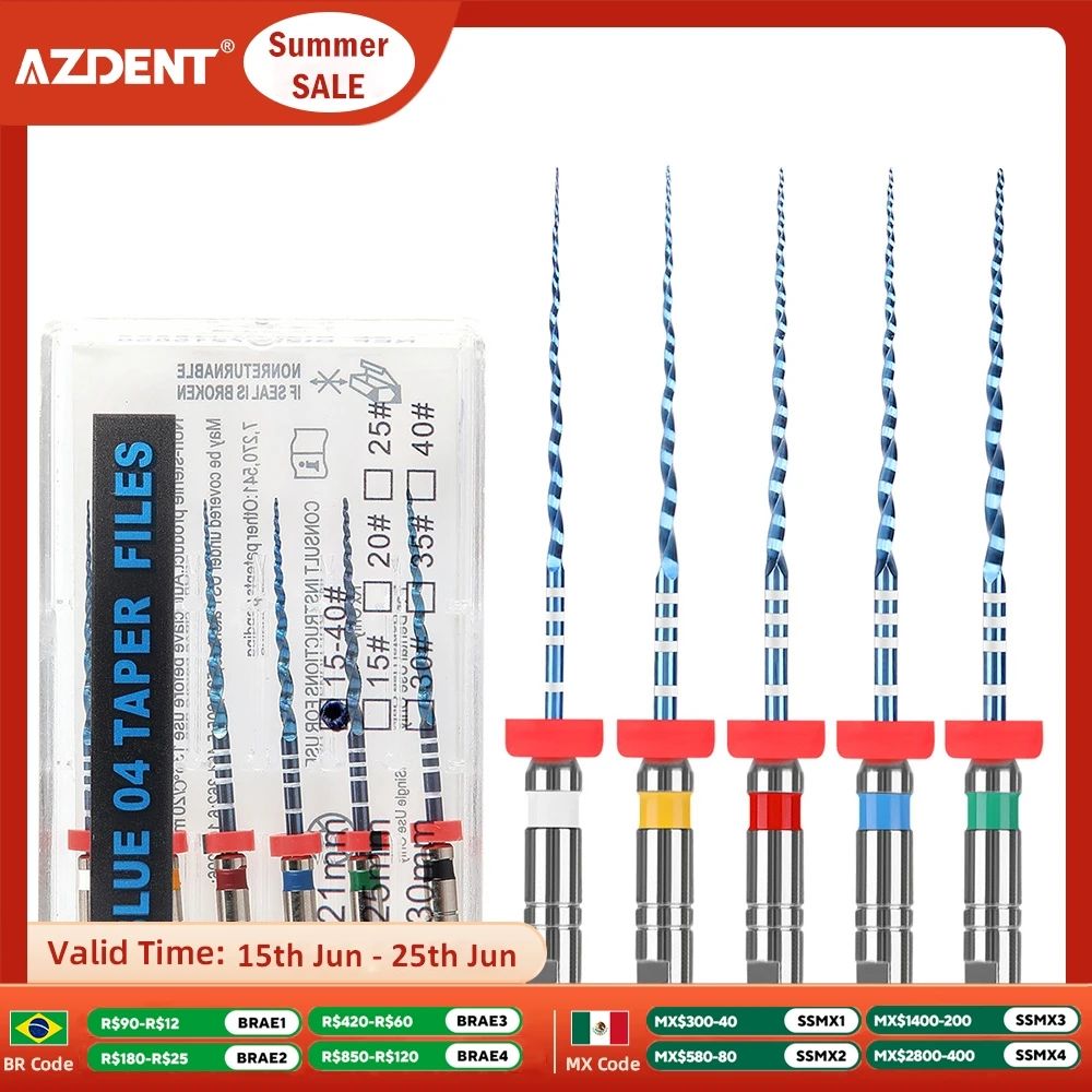 6 шт./кор. AZDENT Dental Endo V синий корневой канал роторный файл термоактивация NiTi файлы использование двигателя # 15- # 40 Конус 21 мм/25 мм 04/06
6 шт./кор. AZDENT Dental Endo V синий корневой канал роторный файл термоактивация NiTi файлы использование двигателя # 15- # 40 Конус 21 мм/25 мм 04/06