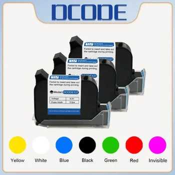 DCODE 12.7mm TIJ Cartridge Thermal Inkjet Printer Cartridge Fast Drying Black Red Yellow Blue Green Water-proof Solvent Ink