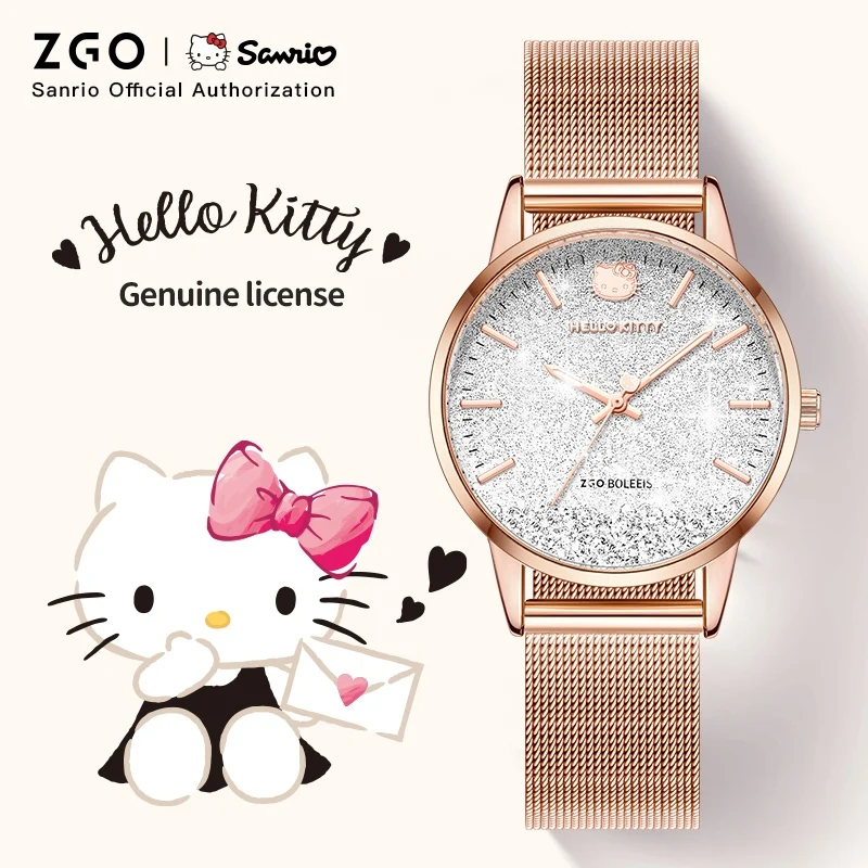 Женские часы ZGO x Sanrio Hello Kitty, водонепроницаемые часы из нержавеющей стали с золотым ремешком и кварцевыми кристаллами 2361
Женские часы ZGO x Sanrio Hello Kitty, водонепроницаемые часы из нержавеющей стали с золотым ремешком и кварцевыми кристаллами 2361