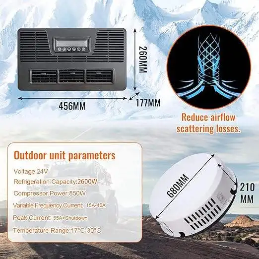 24V Universal Tire-Type Off-Road Vehicle Air Conditioner, Split Type 24V DC Air Conditioner for Trucks, Trailers, Buses
24V Universal Tire-Type Off-Road Vehicle Air Conditioner, Split Type 24V DC Air Conditioner for Trucks, Trailers, Buses