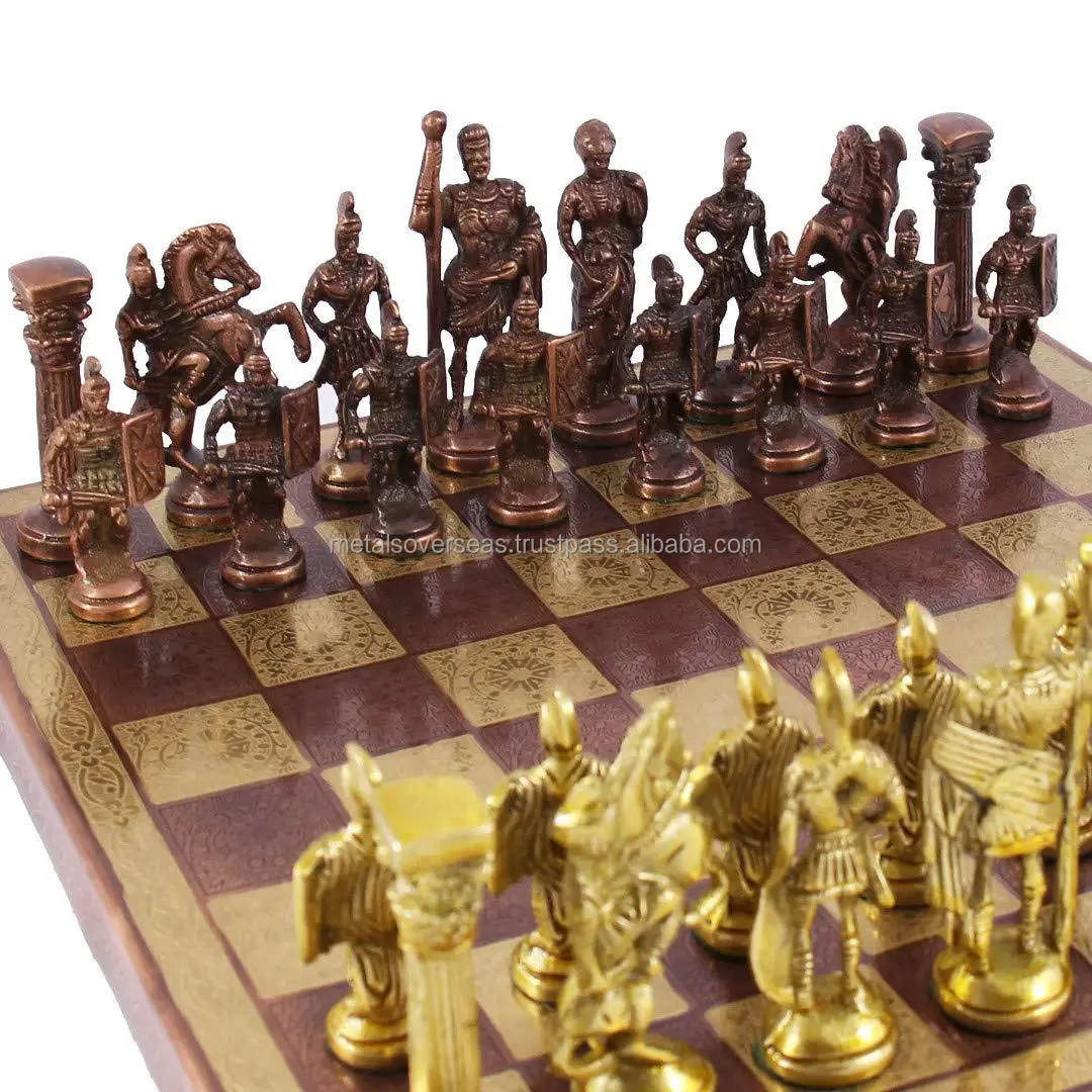 Vintage Wooden Chess Board With Brass Roman Piece Indoor Playing Chess Set for Home Decor and Gifting
Vintage Wooden Chess Board With Brass Roman Piece Indoor Playing Chess Set for Home Decor and Gifting