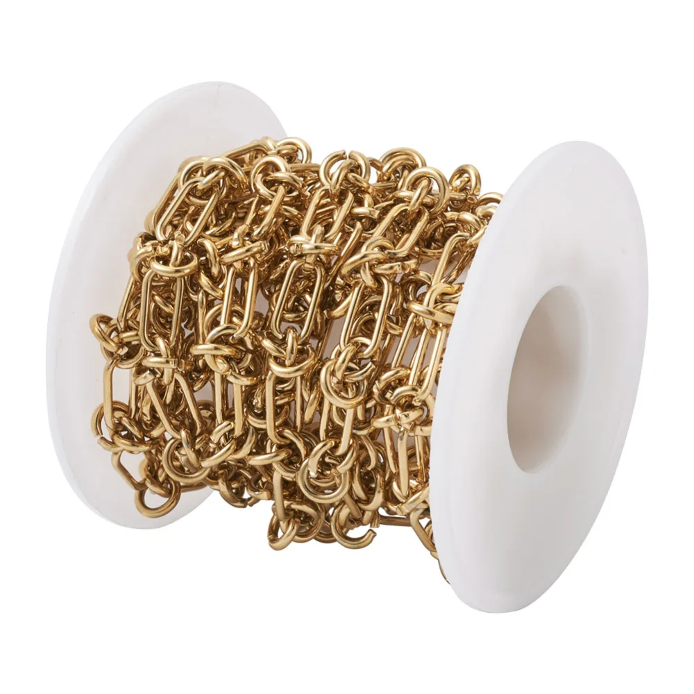 304 Stainless Steel Oval & Ring Link Chain, Unwelded, with Spool, Stainless Steel Color, 6x12x1.2mm
304 Stainless Steel Oval & Ring Link Chain, Unwelded, with Spool, Stainless Steel Color, 6x12x1.2mm