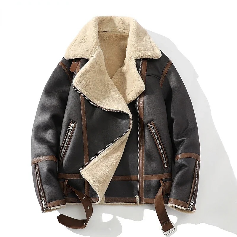 Men Leather Thick Jacket Winter Warm Outwear Patchwork Faux Lamb Wool Fur Turn-Down Collar Casual Coat Plus Size M-5XL
Men Leather Thick Jacket Winter Warm Outwear Patchwork Faux Lamb Wool Fur Turn-Down Collar Casual Coat Plus Size M-5XL