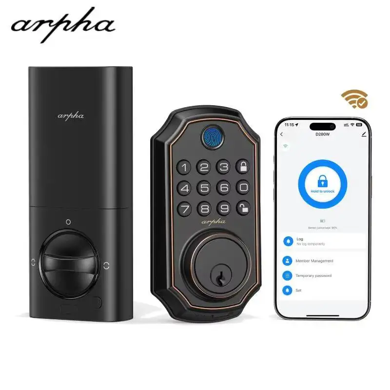 Arpha Smart Lock D280W WiFi Keyless Entry Door Lock lectronic Keypad Front Door Lock Support Alexa Safe Home Entry Easy Install
