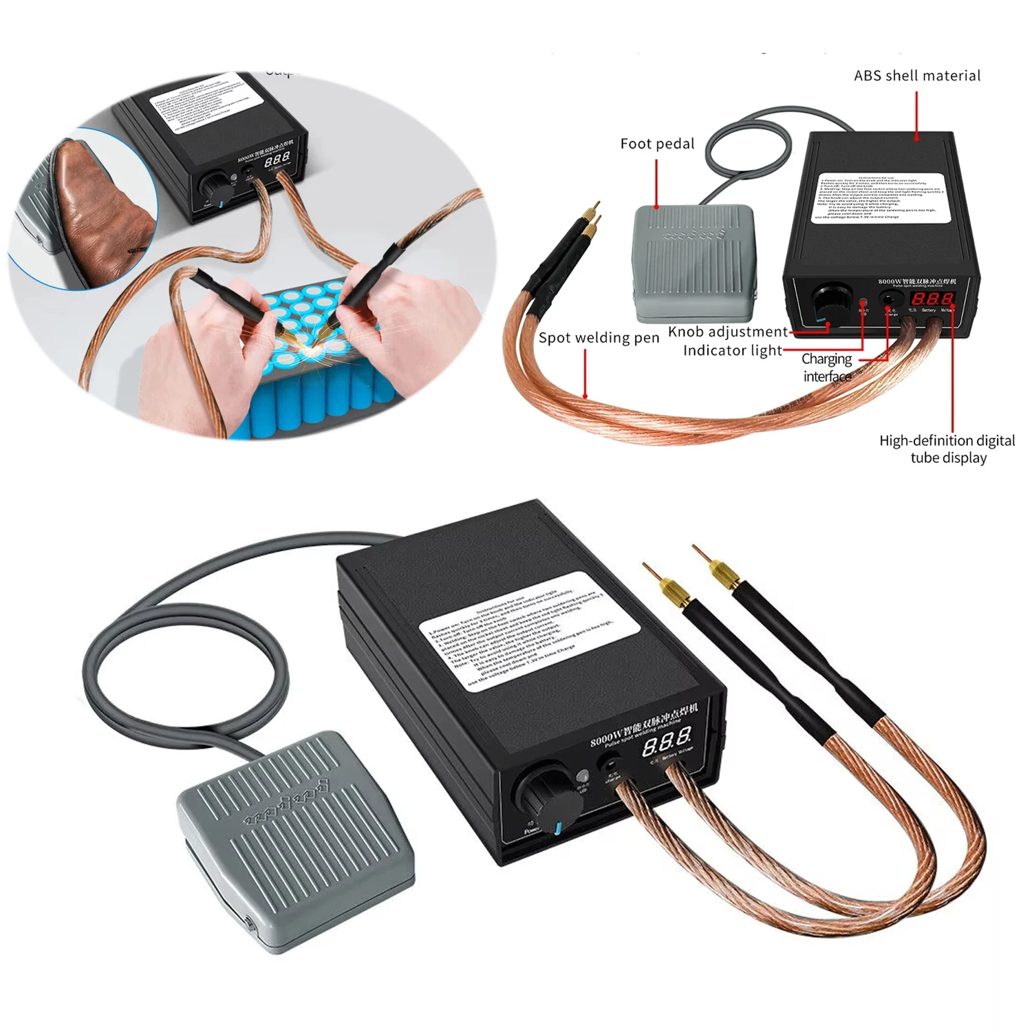 Battery Pack Welding Portable Spot Welding Machine Pen 8000W Rechargeable Lithium Battery Spot Welding Machine Pedal Type
Battery Pack Welding Portable Spot Welding Machine Pen 8000W Rechargeable Lithium Battery Spot Welding Machine Pedal Type