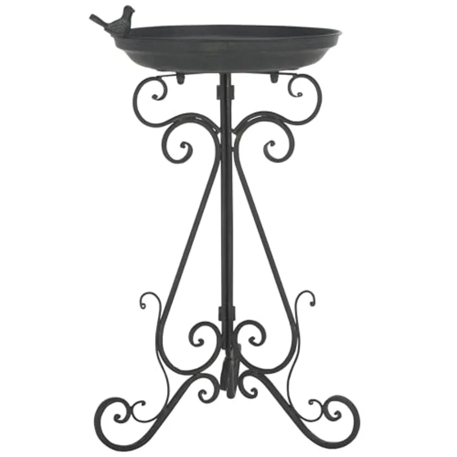 Antique Black Iron Bird Bath, Victorian Decorative Garden Birdbath with Sculpted Bird Accent, 16.5" W x 14.6" D x 29.1" H
Antique Black Iron Bird Bath, Victorian Decorative Garden Birdbath with Sculpted Bird Accent, 16.5" W x 14.6" D x 29.1" H