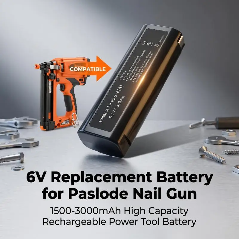 6V Replacement Battery Compatible with Paslode Nail Gun 404717 B20544E Cordless Power Tool Rechargeable Battery
6V Replacement Battery Compatible with Paslode Nail Gun 404717 B20544E Cordless Power Tool Rechargeable Battery