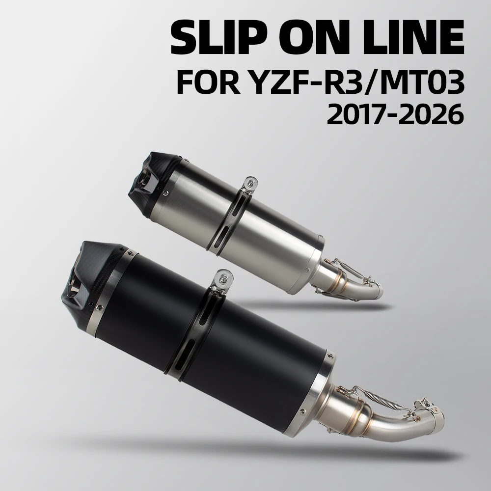 MT03 Exhaust Slip on Line Kit For Yamaha R3 R25 MT25 2015-2026 Motorcycle Exhausts Pipe Street Bike Muffler Tube with DB Killer
MT03 Exhaust Slip on Line Kit For Yamaha R3 R25 MT25 2015-2026 Motorcycle Exhausts Pipe Street Bike Muffler Tube with DB Killer