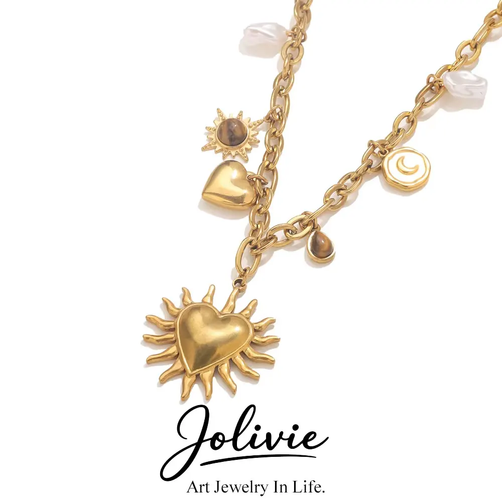 Jolivie Stainless Steel Heart Pendants Necklace Vintage Sun Natural Stone Charms Necklace For Women Gold Plated Choker Jewelry
Jolivie Stainless Steel Heart Pendants Necklace Vintage Sun Natural Stone Charms Necklace For Women Gold Plated Choker Jewelry