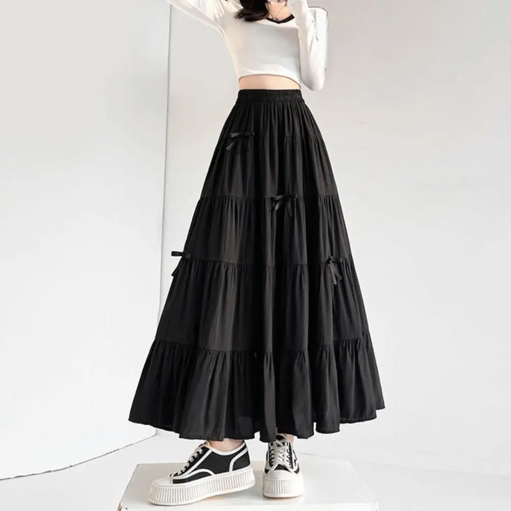 Fashion Bowknot Tiered Midi Skirt Pleated Solid Color Long Cake A-line Skirts Chic Korea Style Seven Point Long Dress Girl
Fashion Bowknot Tiered Midi Skirt Pleated Solid Color Long Cake A-line Skirts Chic Korea Style Seven Point Long Dress Girl