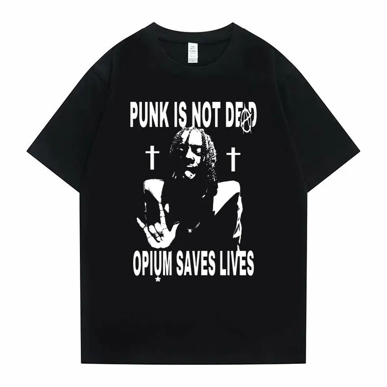Hip Hop Oversized Playboi Carti Punk Is Not Ded Opium Saves Lives Print Tshirt Men Women Casual Loose T Shirt Men's Black Tees
Hip Hop Oversized Playboi Carti Punk Is Not Ded Opium Saves Lives Print Tshirt Men Women Casual Loose T Shirt Men's Black Tees