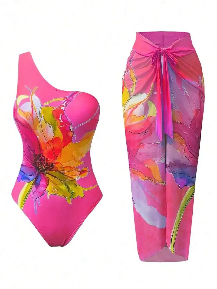 One-Piece Swimsuit With Floral Print And Cover Up For Women Summer Beach Wear
One-Piece Swimsuit With Floral Print And Cover Up For Women Summer Beach Wear