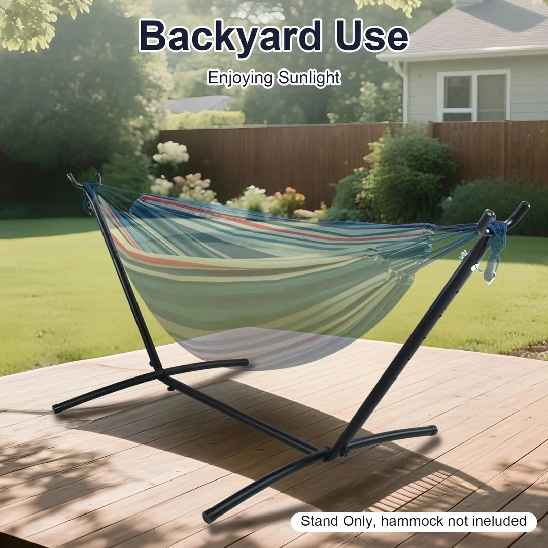 Adjustable Hammock Frame, Portable And Sturdy with a Non-Slip Design, Supports Up to 440 Pounds, Suitable for Gardens, Patios, And Backyards for Both Men And Women. (Hammock Sold Separately)
Adjustable Hammock Frame, Portable And Sturdy with a Non-Slip Design, Supports Up to 440 Pounds, Suitable for Gardens, Patios, And Backyards for Both Men And Women. (Hammock Sold Separately)