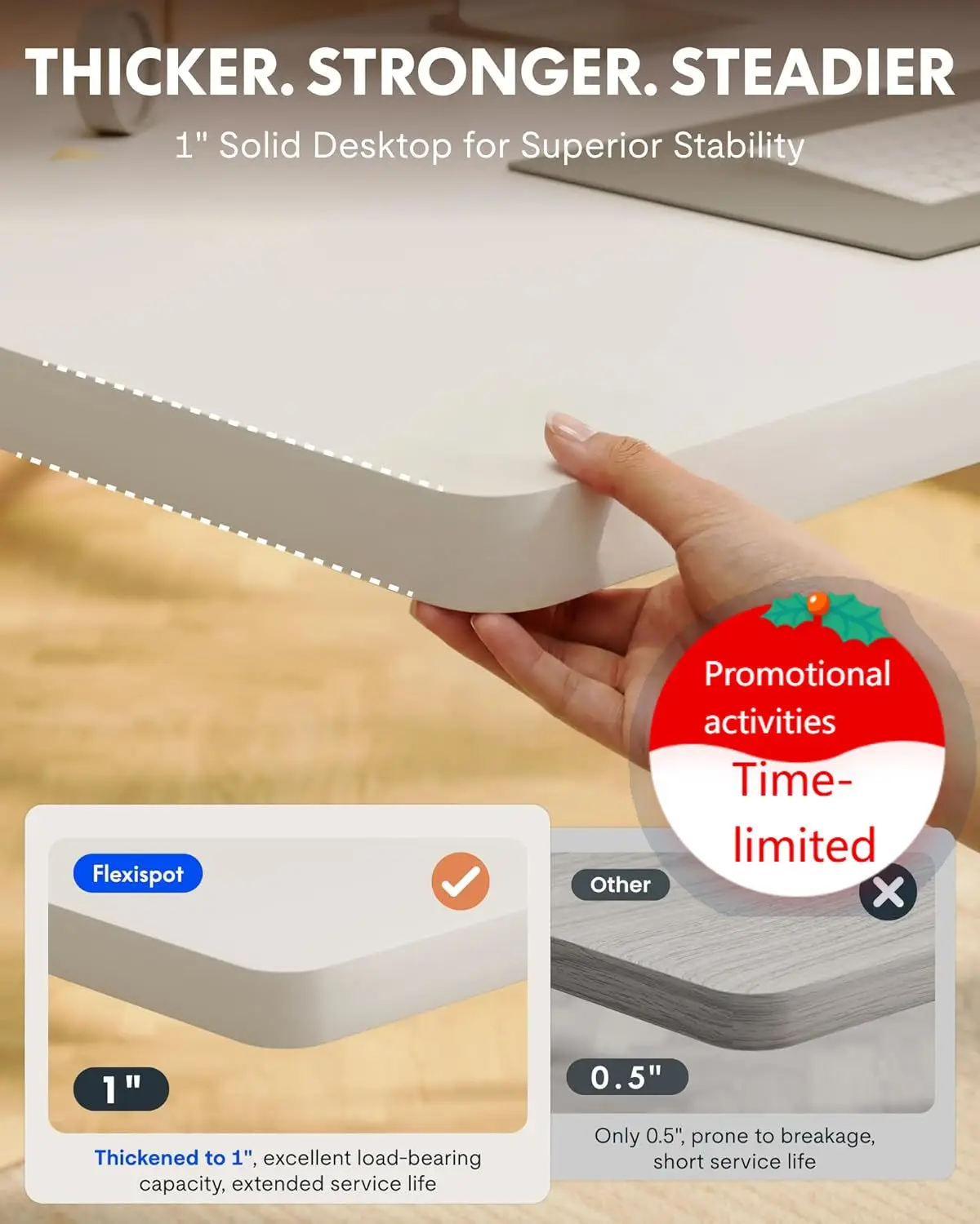 EN1 One-Piece Standing Desk with 1-Inch Thick Seamless Desktop, 48"x30" Electric Height Adjustable Desk for Home Office, Multi-M
EN1 One-Piece Standing Desk with 1-Inch Thick Seamless Desktop, 48"x30" Electric Height Adjustable Desk for Home Office, Multi-M