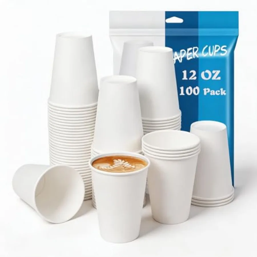12 oz Disposable Paper Coffee Cups, Count Leak-Resistant White Cups for Hot and Cold Drinks, Ideal for Office, Party, Travel, T
12 oz Disposable Paper Coffee Cups, Count Leak-Resistant White Cups for Hot and Cold Drinks, Ideal for Office, Party, Travel, T