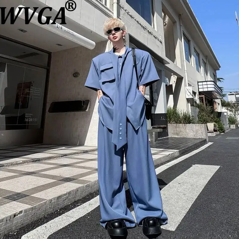 WVGA Summer New Men's High-End Tie Decorated Short Sleeve Shirt Niche Chic Casual Wide-Leg Pants Draped Two-Piece Set Ins W25379
WVGA Summer New Men's High-End Tie Decorated Short Sleeve Shirt Niche Chic Casual Wide-Leg Pants Draped Two-Piece Set Ins W25379