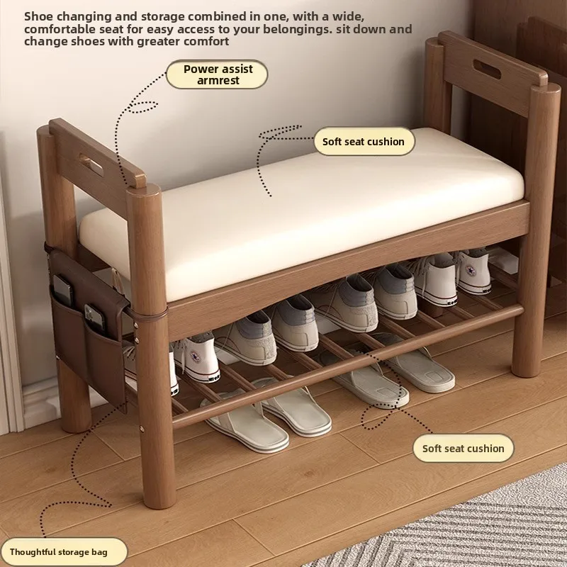 New high armrest elderly shoe changing stool, home soft cushioned shoe wearing stool, double-layer solid wood shoe cabinet
New high armrest elderly shoe changing stool, home soft cushioned shoe wearing stool, double-layer solid wood shoe cabinet