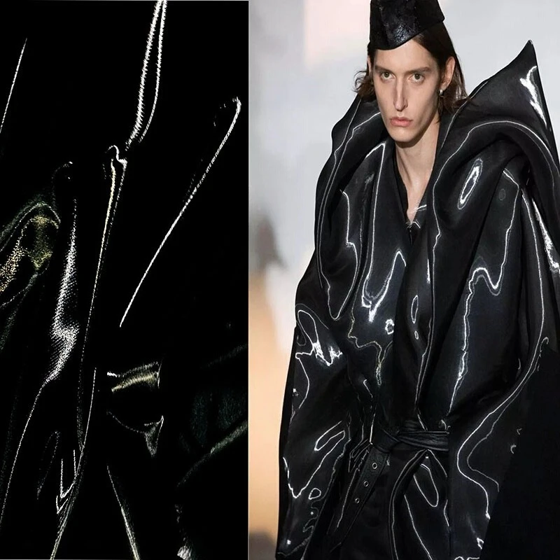 Iridescent Crystal Satin Fabric Metallic Sheen Techwear Liquid Metal Pants Designer Couture Material for Glow Dresses
Iridescent Crystal Satin Fabric Metallic Sheen Techwear Liquid Metal Pants Designer Couture Material for Glow Dresses