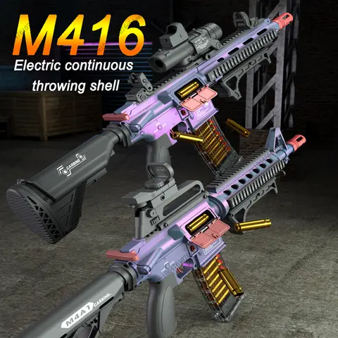 Electric continuous firing shell throwing M4A1 soft bullet gun can fire toy gun boys outdoor chicken eating submachine gun M416