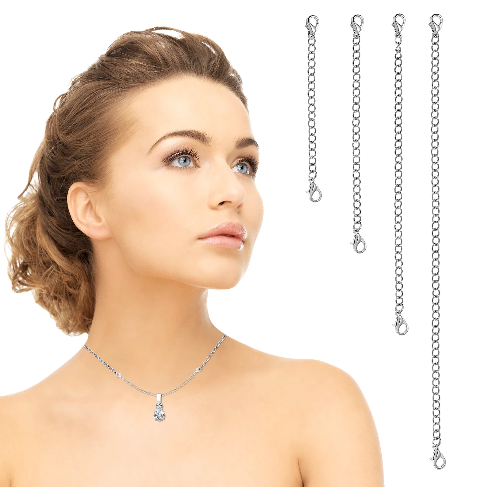 4 Pcs Stainless Steel Extender Chains Necklace Bracelet Extension 15cm 10cm 7cm 5cm Lobster Clasp DIY Jewelry Making Supplies
4 Pcs Stainless Steel Extender Chains Necklace Bracelet Extension 15cm 10cm 7cm 5cm Lobster Clasp DIY Jewelry Making Supplies
