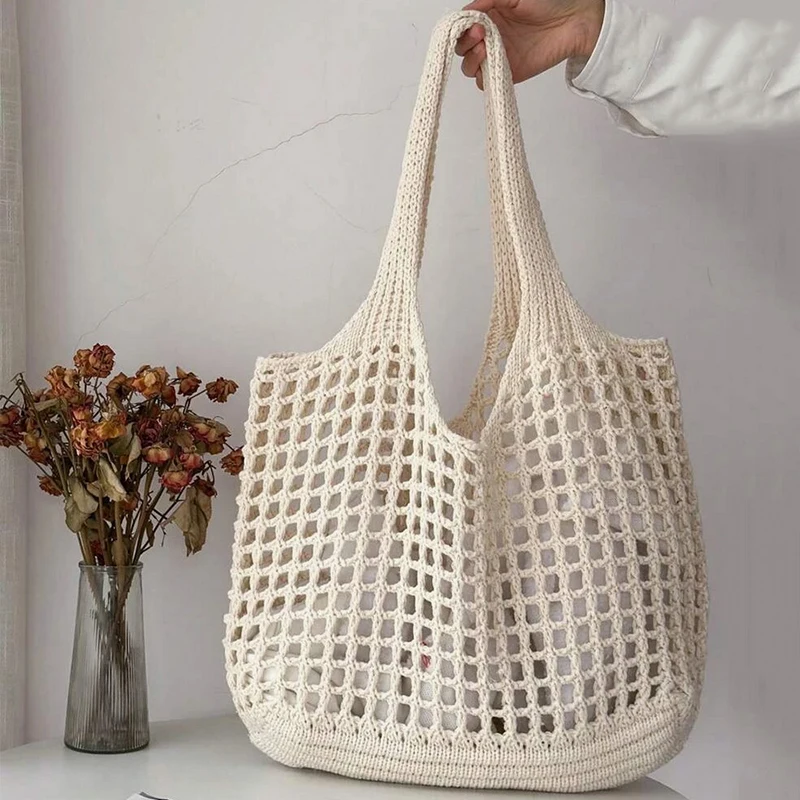 Casual Hollow Knitted Large Tote Bag Designer Handmade Woven Women Shoulder Bags Luxury Summer Beach Bag Shopper Purses
Casual Hollow Knitted Large Tote Bag Designer Handmade Woven Women Shoulder Bags Luxury Summer Beach Bag Shopper Purses