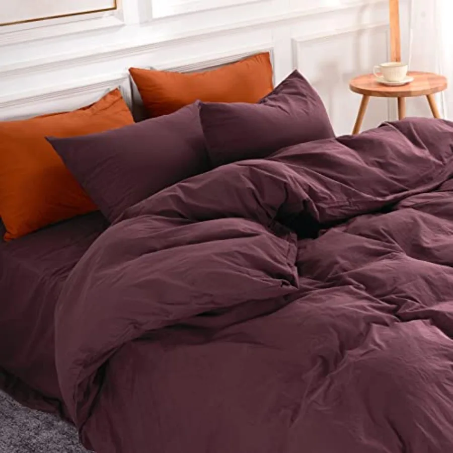 Duvet Cover Set Queen Size Linen Look Textured 100% Washed Cotton Duvet Cover Dark Red 3 Pieces Bedding Set with Zipper Closure
Duvet Cover Set Queen Size Linen Look Textured 100% Washed Cotton Duvet Cover Dark Red 3 Pieces Bedding Set with Zipper Closure