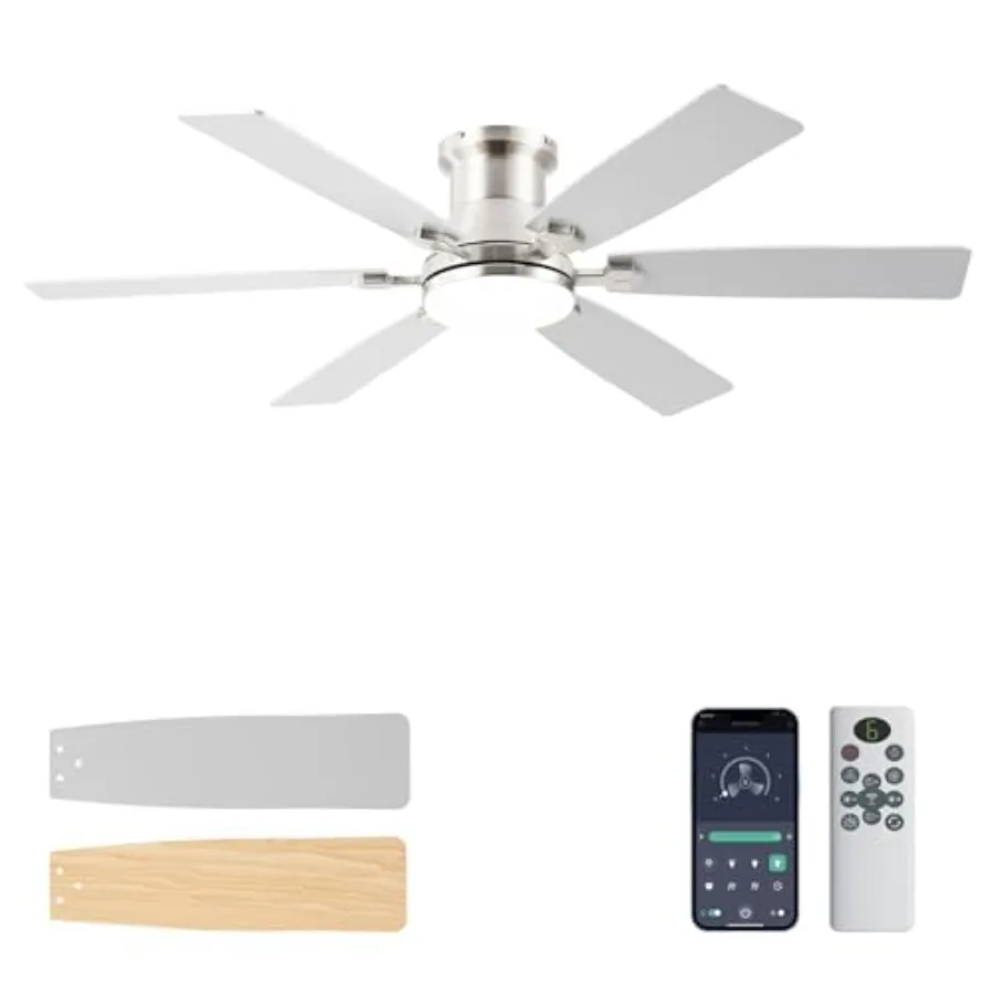 52inch Low Profile Ceiling Fan with Light and Remote/APP Control LED Dimmable DC ReversibleModern Flush Mount 6 Blade Ceiling F
52inch Low Profile Ceiling Fan with Light and Remote/APP Control LED Dimmable DC ReversibleModern Flush Mount 6 Blade Ceiling F