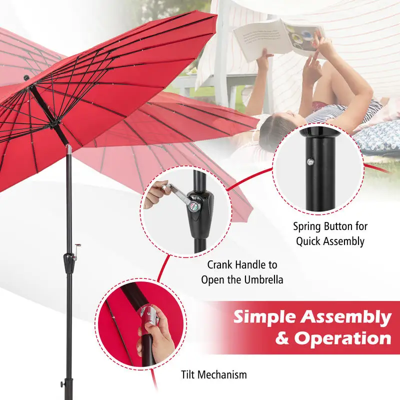 9 Feet Round Patio Umbrella with 18 Fiberglass Ribs-Wine
9 Feet Round Patio Umbrella with 18 Fiberglass Ribs-Wine