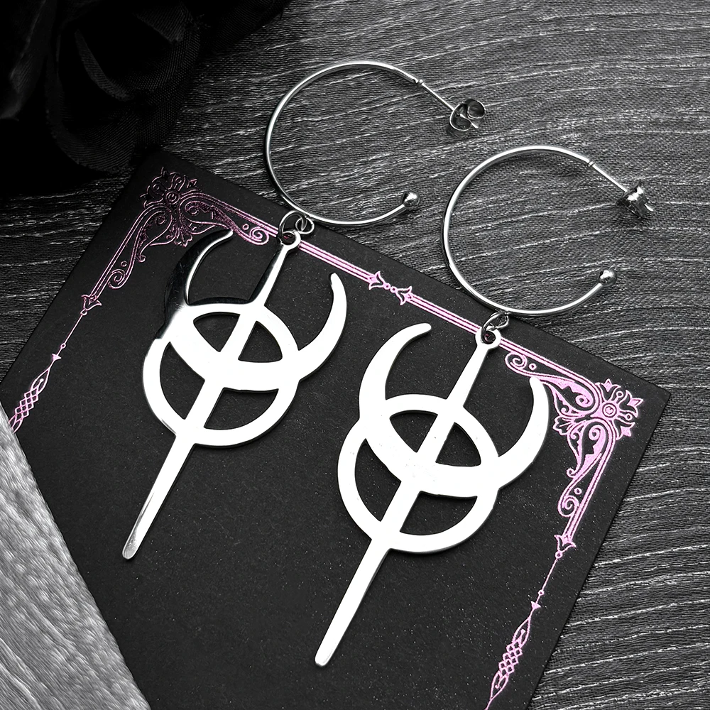 Hiphop Clavicula Nox Dangle Earrings For Women Men Stainless Steel Silver Color Punk Hidden Goetia Symbol Hoop Ear Ring Jewelry
Hiphop Clavicula Nox Dangle Earrings For Women Men Stainless Steel Silver Color Punk Hidden Goetia Symbol Hoop Ear Ring Jewelry