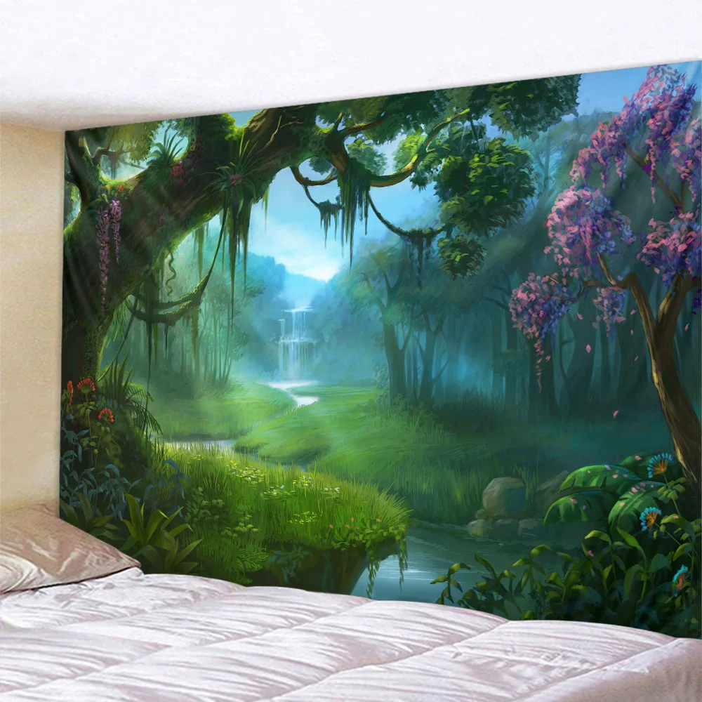 Fantasy Jungle Landscape Tapestry Bohemian Home Art Wall Hanging Yoga Bedsheets Kawaii Hippy Living Room Wall Decoration
Fantasy Jungle Landscape Tapestry Bohemian Home Art Wall Hanging Yoga Bedsheets Kawaii Hippy Living Room Wall Decoration