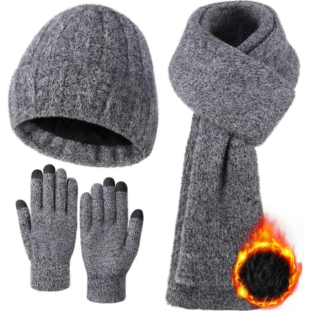 Winter Beanie Hat Scarf Gloves, Warm Fleece Knit Hat Long Scarf Neck Warmer Touch Screen Winter Gloves Set Gifts for Women
Winter Beanie Hat Scarf Gloves, Warm Fleece Knit Hat Long Scarf Neck Warmer Touch Screen Winter Gloves Set Gifts for Women