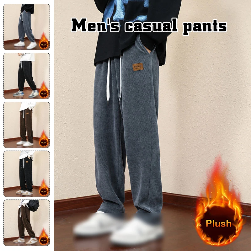 Men Winter Corduroy Drawstring Pants Winter Thick Plush Pants Men Casual Loose Straight Trousers Casual Baggy Sweatpants
Men Winter Corduroy Drawstring Pants Winter Thick Plush Pants Men Casual Loose Straight Trousers Casual Baggy Sweatpants