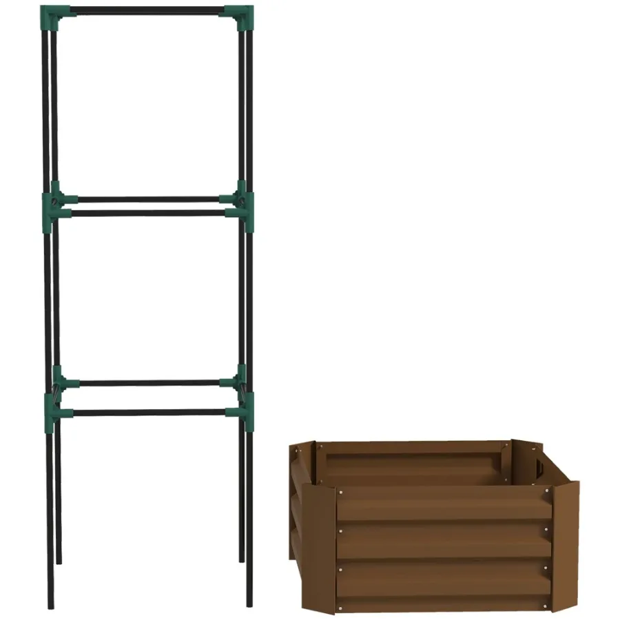 Galvanized Planter Box 24 x 24 x 11.75 Raised Garden Bed with Tomato Cage for Climbing Vines Brown
Galvanized Planter Box 24 x 24 x 11.75 Raised Garden Bed with Tomato Cage for Climbing Vines Brown