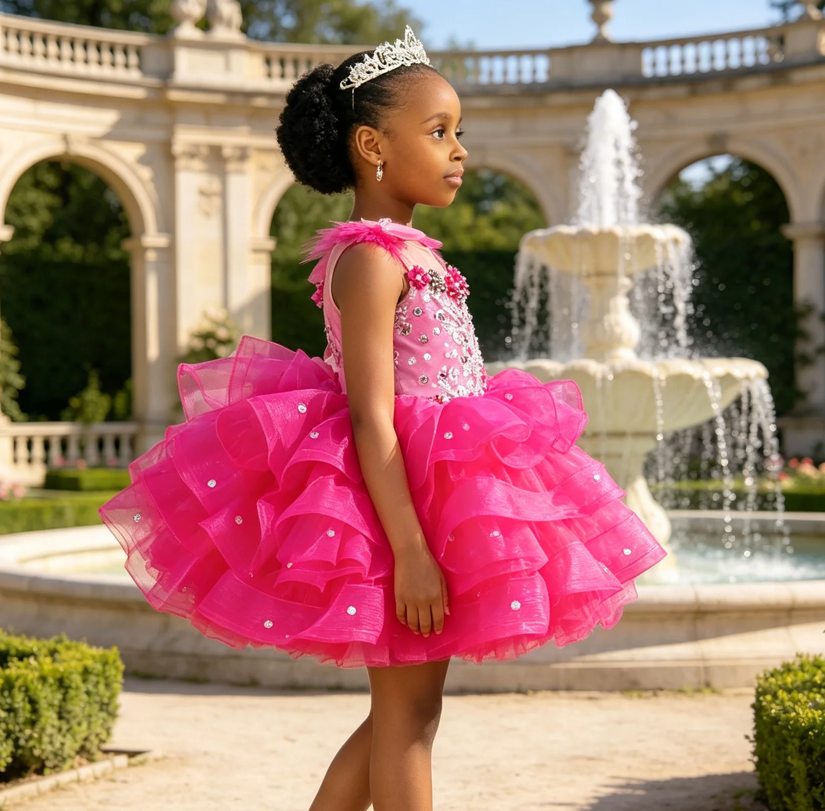 Hot Pink Flower Girl Dress for Wedding Short Sleeve with Bow Tulle Tiered Kids Birthday Party First Communion Gown Customized
Hot Pink Flower Girl Dress for Wedding Short Sleeve with Bow Tulle Tiered Kids Birthday Party First Communion Gown Customized