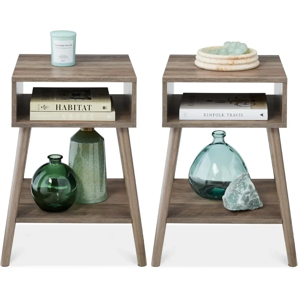 Mid-Century Modern End Table Set of 2, Side Accent Furniture for Living Room, Den, Sitting Room, Space Saving w/Cubby Storage
Mid-Century Modern End Table Set of 2, Side Accent Furniture for Living Room, Den, Sitting Room, Space Saving w/Cubby Storage