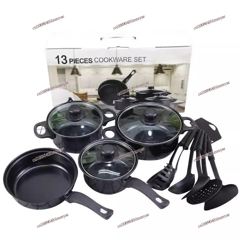 Thirteen-piece set of pots and pans, wok, flat-bottomed small frying pan, soup pan, shovel set
Thirteen-piece set of pots and pans, wok, flat-bottomed small frying pan, soup pan, shovel set