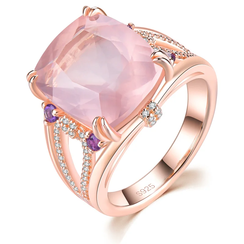 Natural Rose Quartz Sterling Silver Women's Ring 9.5 Carats Light Pink Gemstone Rose Gold Plated Romantic Gorgerous
Natural Rose Quartz Sterling Silver Women's Ring 9.5 Carats Light Pink Gemstone Rose Gold Plated Romantic Gorgerous