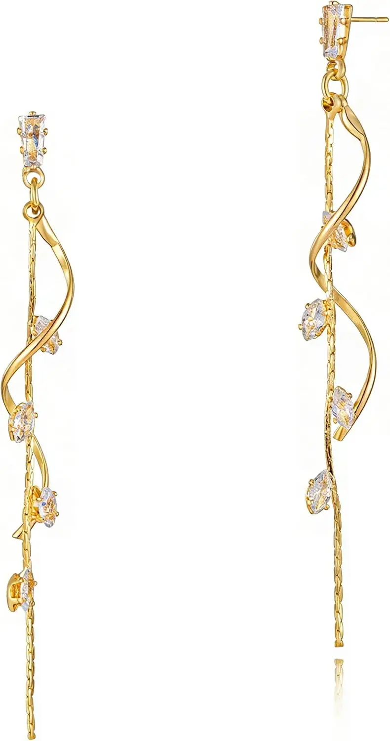 14K Gold Plated Crystal Drop Earrings for Women, Hypoallergenic Long Dangle Jewelry Gift
14K Gold Plated Crystal Drop Earrings for Women, Hypoallergenic Long Dangle Jewelry Gift